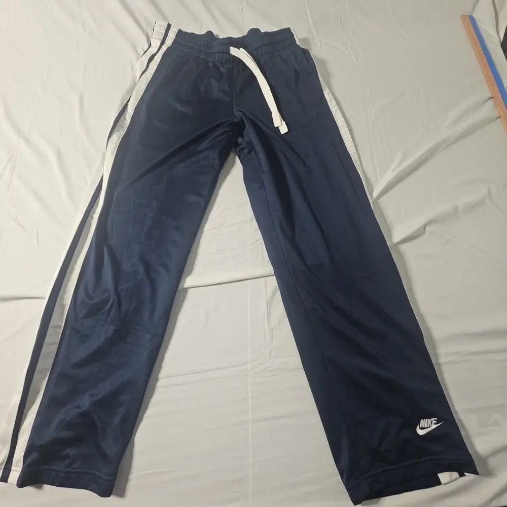 Vintage Nike Track Pants Men's L Navy Blue White Stripe 90s Y2K Warm Up